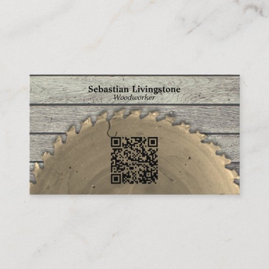 Rustikaler QR-Code für den gesägten Carpentry Visitenkarte (Vorderseite)
