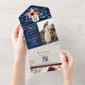 Rustikaler QR-Code für die Marine All In One Einladung (Abreißen)