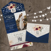 Rustikaler QR-Code für die Marine All In One Einladung