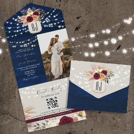 Rustikaler QR-Code für die Marine All In One Einladung