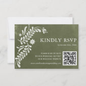 Rustikaler QR-Code für grüne Hochzeit in Mexiko RSVP Karte (Vorderseite)