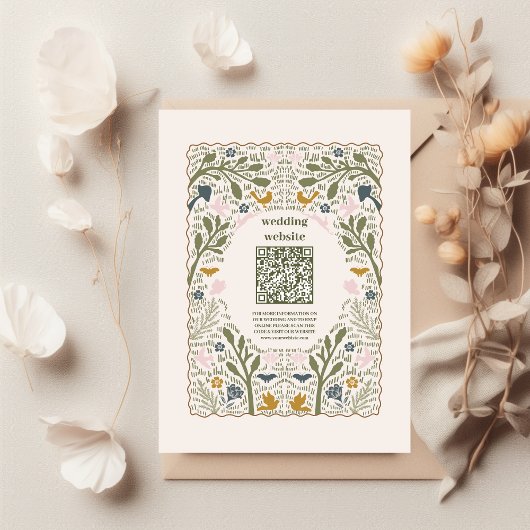 Rustikaler QR-Code für Grünwaldland Fern Wedding Begleitkarte