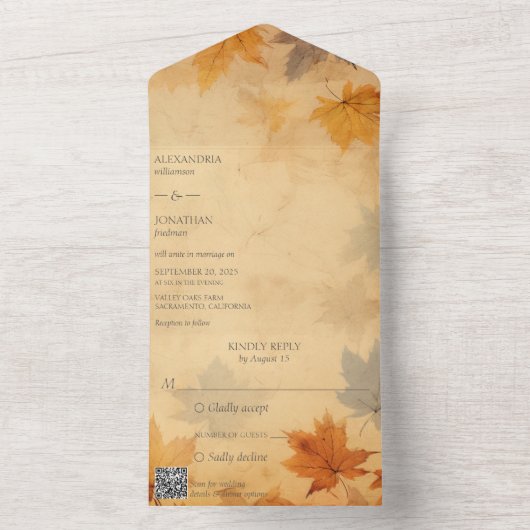 Rustikaler QR-Code für Herbst All In One Einladung (Innen Boden)