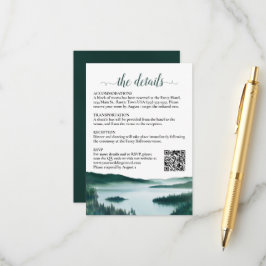 Rustikaler QR-Code für Hochzeitsdetails am Bergsee Begleitkarte