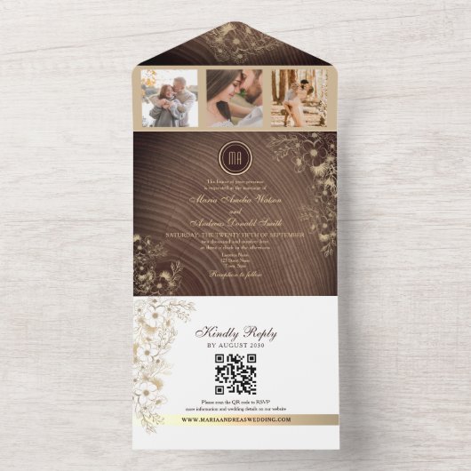 Rustikaler QR-Code für Holzstall All In One Einladung (Innen Boden)