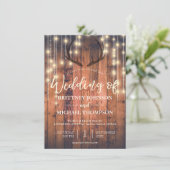 Rustikaler QR-Code für Holzzeichenbeleuchtung Einladung (Stehend Vorderseite)