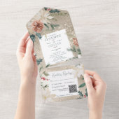 Rustikaler QR-Code für Pine & Berries All In One Einladung (Abreißen)