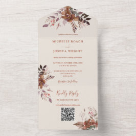 Rustikaler QR-Code Herbstliche Hochzeit im Herbst All In One Einladung
