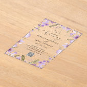 Rustikaler QR Code Purple Flowers Hochzeit Acryleinladungen (Ablage )