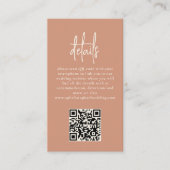 Rustikaler QR Code Terracotta Foto Hochzeitdetails Begleitkarte (Vorderseite)