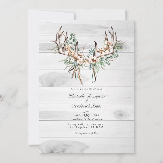 Rustikaler QR-Code UAWG Bohemische Hochzeit Einladung (Vorderseite)