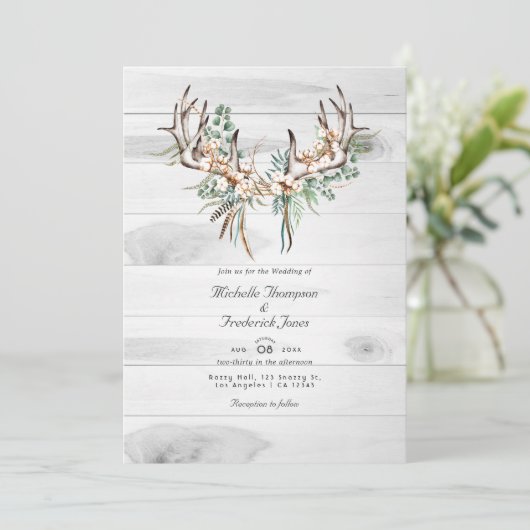 Rustikaler QR-Code UAWG Bohemische Hochzeit Einladung (Stehend Vorderseite)