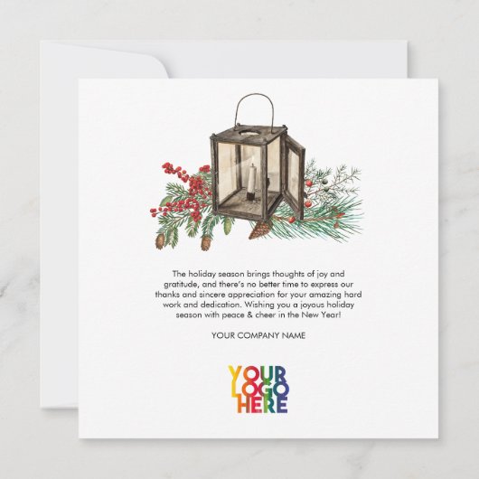 Rustikaler QR Code Weihnachtskarte für Unternehmen (Rückseite)