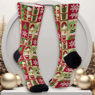 Rustikaler Quilt-Weihnachtslook Socken