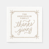 Rustikaler Rahmen Personalisierter Erntedank Serviette (Vorderseite)