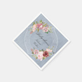 rustikaler Rahmen rosa bordeauxrote Babydusche Serviette (Ecke)