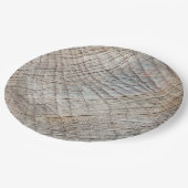 Rustikaler rauer hölzerner WegwerfpapierTeller Pappteller (Schrägansicht)