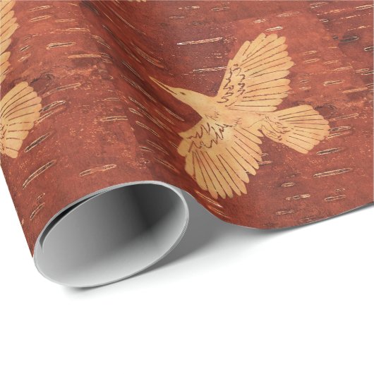 Rustikaler Raven auf der inneren Birkenrinde Geschenkpapier (Rolleneckpunkt)