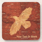 Rustikaler Raven auf der inneren Birkenrinde Getränkeuntersetzer (Vorderseite)