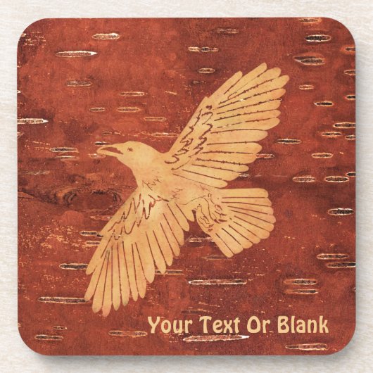 Rustikaler Raven auf der inneren Birkenrinde Getränkeuntersetzer (Vorderseite)