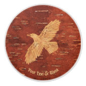 Rustikaler Raven auf der inneren Birkenrinde Keramikknauf (Vorderseite)