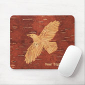Rustikaler Raven auf der inneren Birkenrinde Mousepad (Mit Mouse)