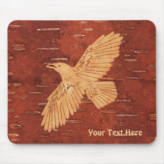 Rustikaler Raven auf der inneren Birkenrinde Mousepad (Vorne)