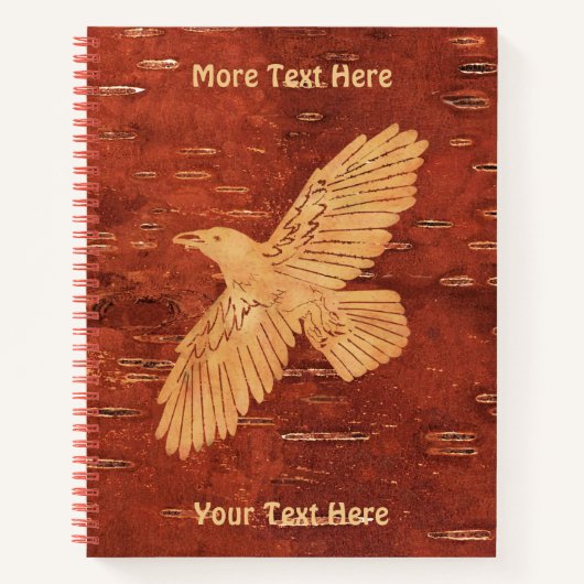 Rustikaler Raven auf der inneren Birkenrinde Notizblock (Vorderseite)