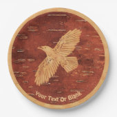 Rustikaler Raven auf der inneren Birkenrinde Pappteller (Vorderseite)