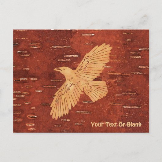 Rustikaler Raven auf der inneren Birkenrinde Postkarte (Vorderseite)