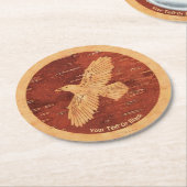 Rustikaler Raven auf der inneren Birkenrinde Runder Pappuntersetzer (Angewinkelt)