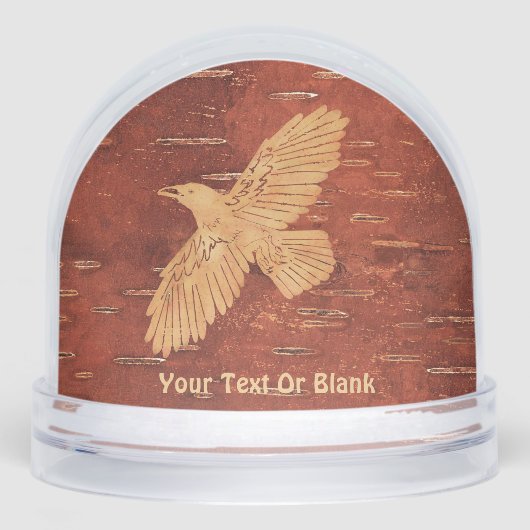 Rustikaler Raven auf der inneren Birkenrinde Schneekugeln (Vorderseite)