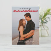 Rustikaler Red & Blue Sweater 1 Foto Weihnachtskar Einladung (Stehend Vorderseite)