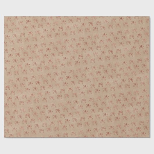 Rustikaler Red Bow Kraft Pattern Urlaub Geschenkpapier (Flach)