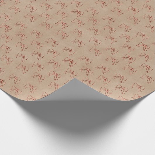 Rustikaler Red Bow Kraft Pattern Urlaub Geschenkpapier (Ecke)