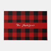 Rustikaler Red Buffalo Karo Personalisiert  Fußmatte (Vorderseite)