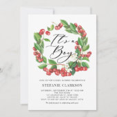 Rustikaler Red Cherries Wreath Es ist eine Baby-Du Einladung (Vorderseite)