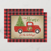 Rustikaler Red Christmas Truck Buffalo Kariert Mov Postkarte (Vorne/Hinten)
