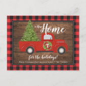Rustikaler Red Christmas Truck Kariert Wood Moving Postkarte (Vorderseite)