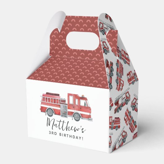 Rustikaler Red Fireruck Geburtstagsparty Gefallen  Geschenkschachtel (Vorderseite)