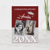 Rustikaler Red Graduate 2 Foto Abschluss Karte (Vorderseite)