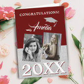 Rustikaler Red Graduate 2 Foto Abschluss Karte