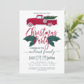 Rustikaler Red Green Truck Verlasse Weihnachts-Par Einladung (Stehend Vorderseite)