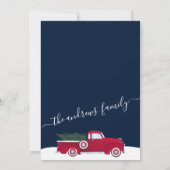 Rustikaler Red Green Truck Verlasse Weihnachts-Par Einladung (Rückseite)