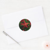 Rustikaler Red Star auf Button Branch Weihnachtsau Runder Aufkleber (Umschlag)
