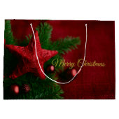 Rustikaler Red Star Niedlicher Weihnachtsgeschenk Große Geschenktüte (Rückseite)