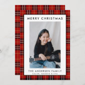 Rustikaler Red Tartan Kariert Frohe Weihnachtsfoto (Vorne/Hinten)