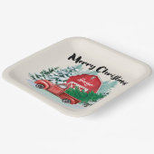 Rustikaler Red Truck Bauernhof Weihnachten Platz Pappteller (Gewinkelt)