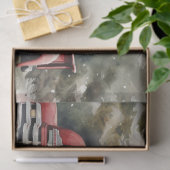 Rustikaler Red Truck mit schneebedeckten Weihnacht Seidenpapier (Geschenk)