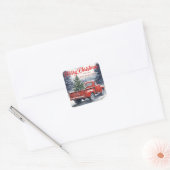 Rustikaler Red Truck Weihnachtsgeschenk Sticker (Umschlag)